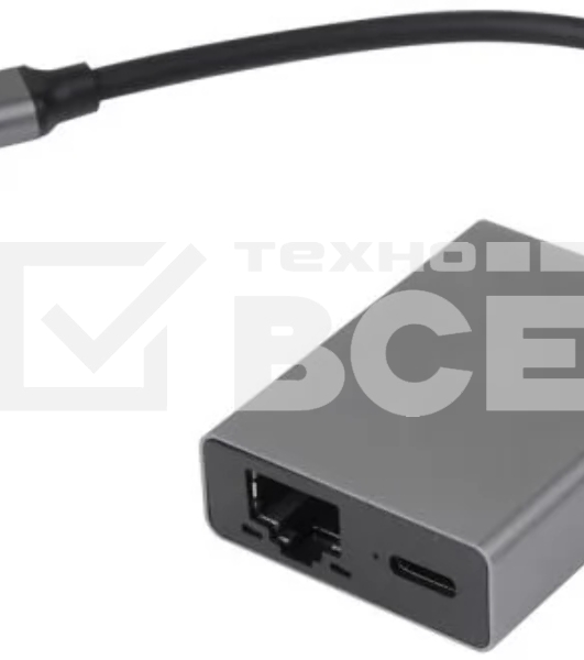 Адаптер TypeC--->RJ45+PD 100Вт, Allum Shell, VCOM <CU4591>