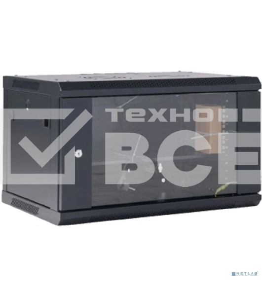 Шкаф коммутационный Rexant настенный 9U 400x542 мм пер. дв. стекл черный