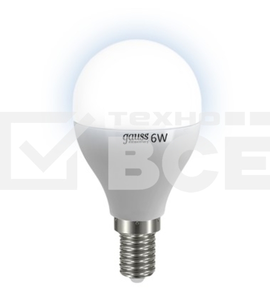 Лампа светодиодная LED 6Вт E14 220В 4100К Elementary шар 53126 Gauss