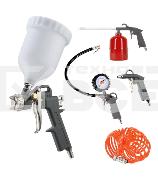 Набор пневмоинструмента PATRIOT KIT 5A 5пр. краскопульт с в.баком пистолеты шланг5м пульверизатор