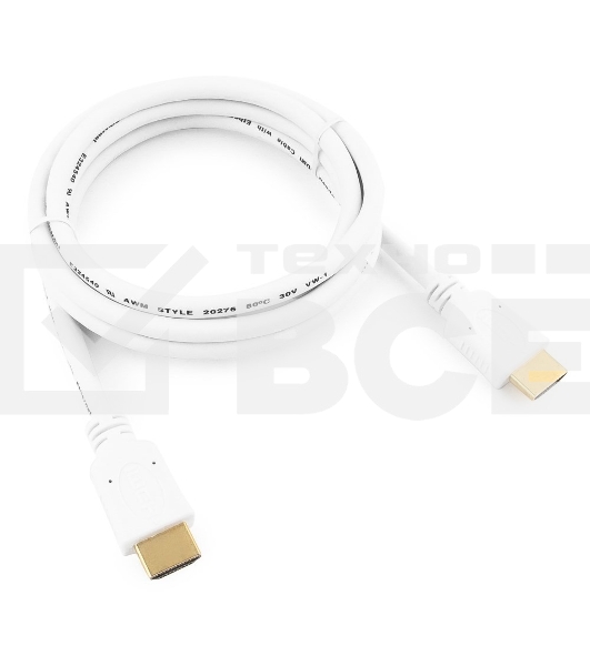 Кабель Cablexpert HDMI CC-HDMI4-W-6, 19M/19M, v2.0, медь, позол.разъемы, экран, 1.8м, белый, пакет