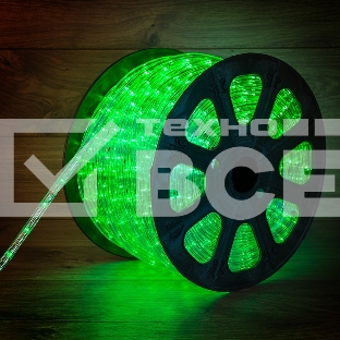 Дюралайт LED, постоянное свечение (2W) - зеленый Эконом 24 LED/м , бухта 100м