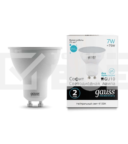 Лампа светодиодная Elementary MR16 7Вт 4100К GU10 550лм Gauss 13627