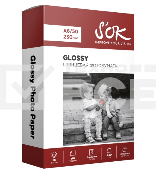 Фотобумага CC Glossy ; 230gsm; A6*50 Глянцевая; 230г/м2; формат А6; 50 листов