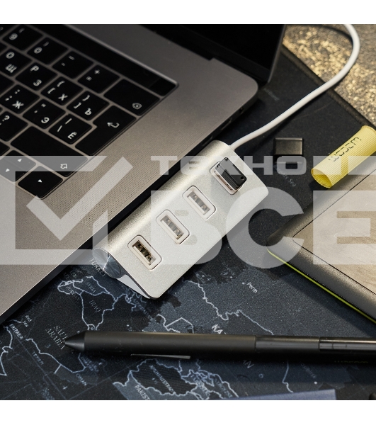 Разветвитель Rexant 4 USB-port серебристый