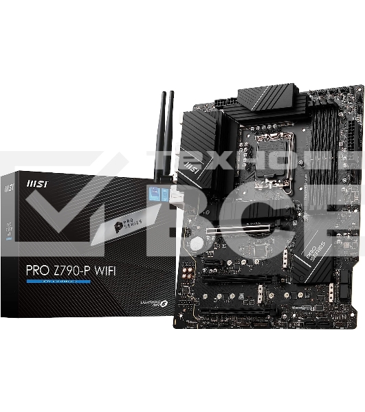 Материнская плата MSI PRO Z790-P WIFI, LGA 1700, Intel Z790, 4xDDR5, 6xSATA, 4xM.2, 1xPCIe 5.0 x16, 1xPCIe 4.0 x16, 1xPCIe 3.0 x16, 1xPCIe x1, 1xHDMI, 1xDP, 1x2.5Gb LAN, 4xUSB-A 2.0, 2xUSB-A 3.2 Gen 1, 1xUSB-A 3.2 Gen 2, 1xUSB-C 3.2 Gen 2x2, 6x3.5мм, 7.1,