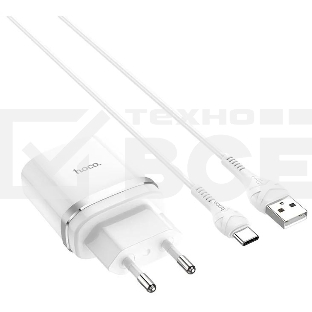 Блок питания (сетевой адаптер) HOCO С12Q Smart QC3.0, кабель Type-C-USB, 5V, 3.0A, белый