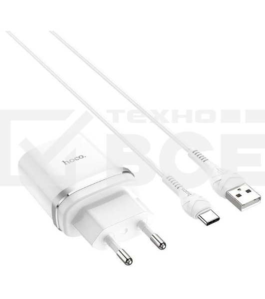 Блок питания (сетевой адаптер) HOCO С12Q Smart QC3.0, кабель Type-C-USB, 5V, 3.0A, белый