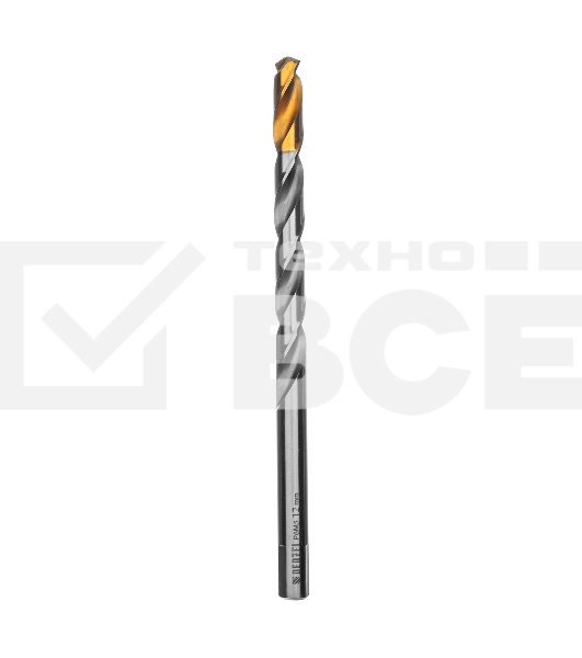 Сверло спиральное по металлу 12 x 205 мм, Р6М5, Golden Tip, удлиненное Denzel