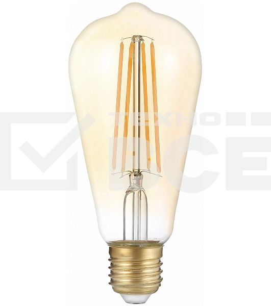 Лампа светодиодная филаментная Gauss Filament ST64 8Вт цок.: E27 эдисон 220B св. свеч. бел. теп. (упак.: 10 шт)