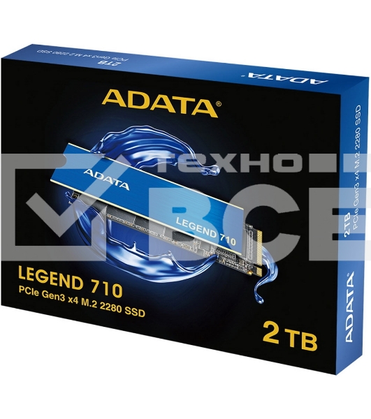 Накопитель SSD ADATA LEGEND 710, 2Tb, PCIe 3.0 x4, M.2 2280, NVMe, R/W 2400/1800, с радиатором