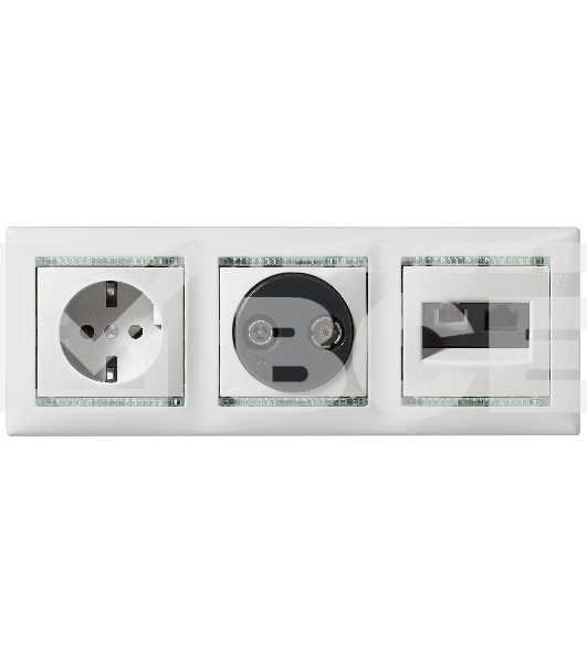 Розетка Legrand 774321 2К+3 со шторками, слон. кость Valena