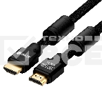 Кабель GCR 10.0m HDMI версия 2.0, HDR 4:2:0, Ultra HD, 4K 60 fps 60Hz/5K*30Hz, 3D, AUDIO, 18.0 Гбит/с, 28/28 AWG, OD7.8мм, тройной экран, черный нейлон, AL корпус черный, фер.кольца, GCR-53191 GCR Кабель 10.0m HDMI версия 2.0, HDR 4:2:0, Ultra HD, 4K 60 f, фото2