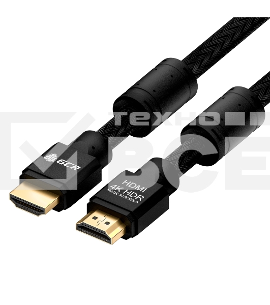 Кабель GCR 10.0m HDMI версия 2.0, HDR 4:2:0, Ultra HD, 4K 60 fps 60Hz/5K*30Hz, 3D, AUDIO, 18.0 Гбит/с, 28/28 AWG, OD7.8мм, тройной экран, черный нейлон, AL корпус черный, фер.кольца, GCR-53191 GCR Кабель 10.0m HDMI версия 2.0, HDR 4:2:0, Ultra HD, 4K 60 f