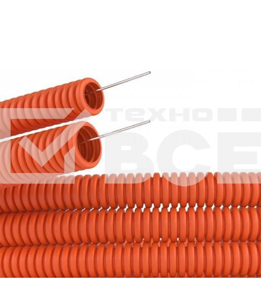 Труба гофрированная Rexant из ПНД с зондом ø 50 мм, оранжевая (15 м/уп.)