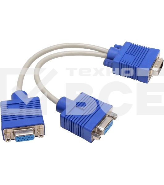 Кабель-разветвитель VGA 1=>2 (1x15M/2 x15F),VCOM, 0.2метра <VVG6530-0.2M>