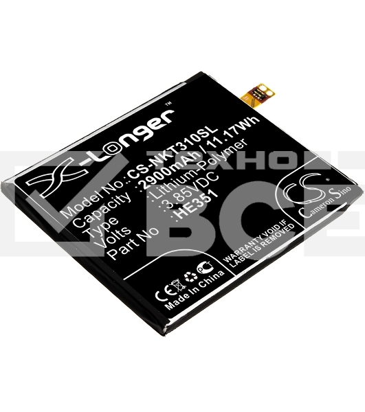 Аккумулятор CameronSinoCS-NKT310SL HE351 для Nokia 3.1, TA-1049,TA-1057,TA-1070 3.85V / 2900mAh / 11.17Wh