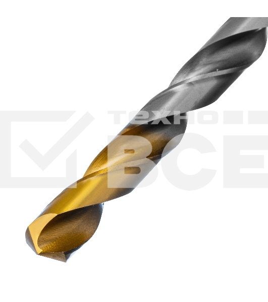 Сверло спиральное по металлу 12 x 205 мм, Р6М5, Golden Tip, удлиненное Denzel