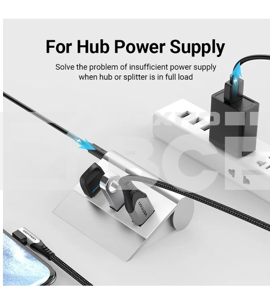 Кабель Vention USB AM/DC-jack 5.5мм M - 1.5м Чёрный