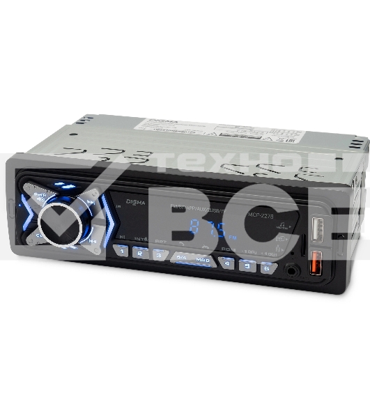 Автомагнитола Digma MCP-227B 1DIN 2x45Вт v5.0 USB 2.0 AUX 2 ПДУ