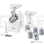 Мясорубка Bosch MFW3X13W CompactPower,2000Вт, 2,5 кг/мин, цвет: белый, механическая защ ита от перегрузки, 2 скор., реверс.Комплект: 2 диска для фарша, насадка для колбасок, насадка-терка (3 барабана), фото5