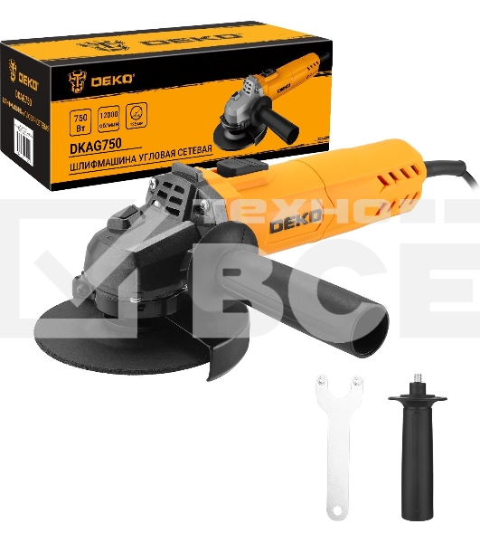 Угловая шлифовальная машина Deko DKAG750 750Вт 12000об/мин рез.шпин.:M14 d=125мм