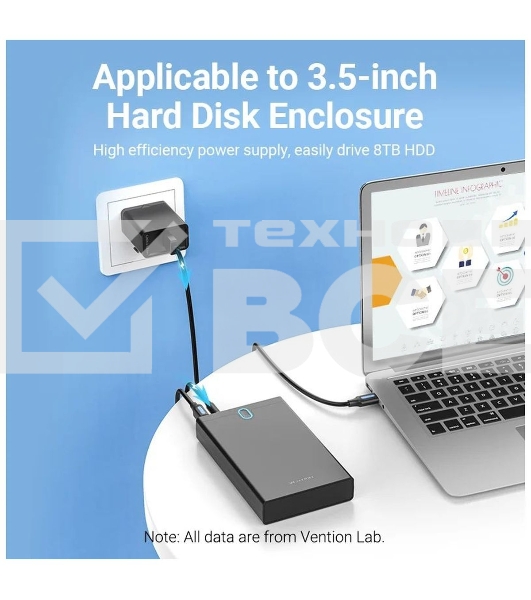 Кабель Vention USB AM/DC-jack 5.5мм M - 1.5м Чёрный