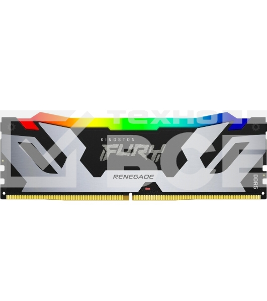 Оперативная память Kingston Fury Renegade, DDR5, 48GB (1x48GB), 6400MHz, CL32, с радиатором, RGB, серебристый/черный