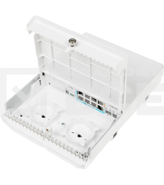 Коммутатор MikroTik netPower Lite 7R with 8 x Gigabit Ethernet ports (7 with Reverse POE-in, 1 with PoE-OUT), 2 x SFP+ cages, SwitchOS, outdoor enclosure, mounting kit (power supply NOT included)