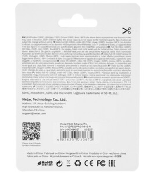 Флеш карта MicroSD card Netac P500 Extreme Pro 64Gb, retail version w/SD adapter