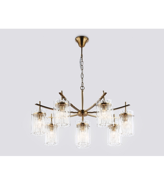 Люстра Ambrella light LH56033/7+1 BS/CL латунь/прозрачный E14*8 max 40W D790*1200