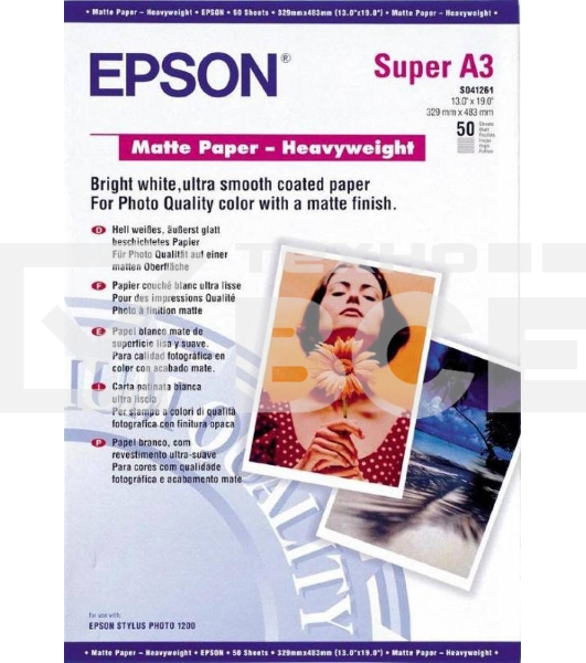 Фотобумага Epson C13S041261 A3/167г/м2/50л плотная матовая ярко-белая