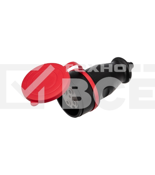 Розетка переносная влагозащищенная с крышкой, 3Р+РЕ, 32 А, IP44 каучук Rexant