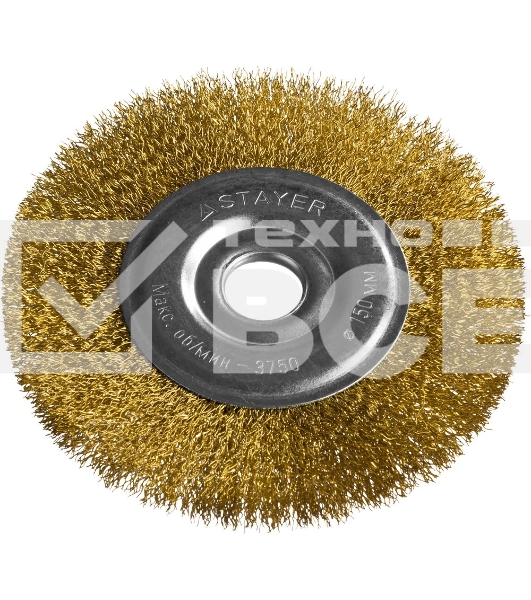 Кордщетка STAYER PROFESSIONAL 35122-150 д/УШМ витая стальная латун.проволока 0.3мм 150мм/22мм