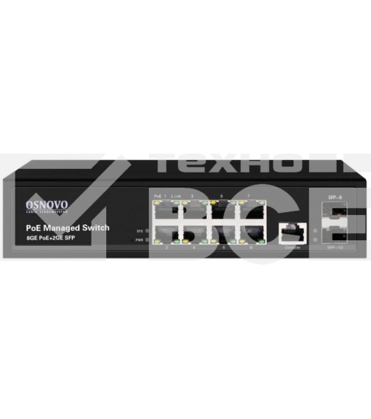 Коммутатор Osnovo SW-80802/L(150W) 8G 2SFP 8PoE+ 150W управляемый