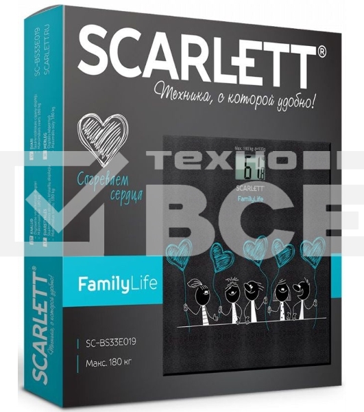 Весы напольные электронные Scarlett SC-BS33E019 черный/рисунок