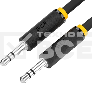 Кабель 1.5m аудио jack 3,5mm/jack 3,5mm черный, желтая окантовка, ультрагибкий, M/M, Premium, экран, стерео, GCR-53814