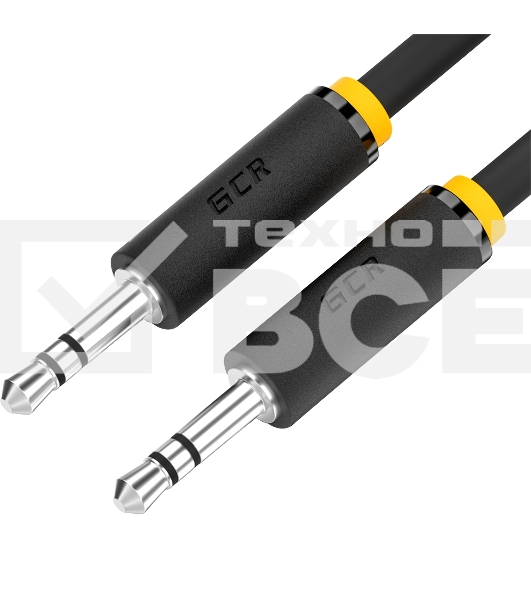 Кабель 1.5m аудио jack 3,5mm/jack 3,5mm черный, желтая окантовка, ультрагибкий, M/M, Premium, экран, стерео, GCR-53814