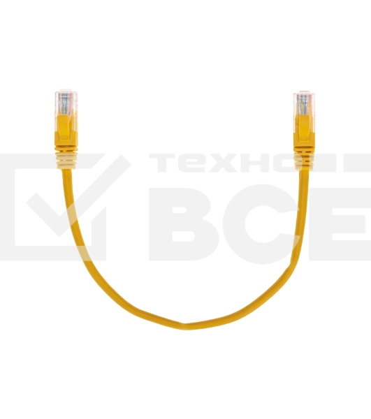 Патч-корд U/UTP, CAT 5e, RJ45-RJ45, 26AWG, LSZH, желтый, 0,3м  Rexant
