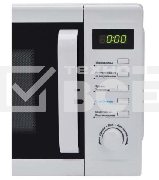 Микроволновая печь Midea AM820CUK-W белый, 20 л, 800 Вт, переключатели - поворотный механизм/кнопки