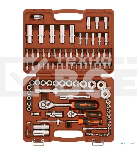 Универсальный набор инструмента Ombra OMT94S торцевые головки и аксессуары к ним, 94 предмета 55016