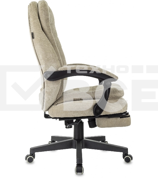 Кресло руководителя Бюрократ T-9950MSG-F Fabric песочный Light-21, крестов. пластик, подст. для ног