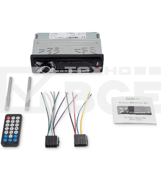 Автомагнитола Digma MCP-227B 1DIN 2x45Вт v5.0 USB 2.0 AUX 2 ПДУ