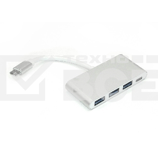 Адаптер Type-C на USB 3.0*3 + Type-С для MacBook серебристый