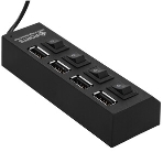 Разветвитель USB2.0 Gembird 4xUSB, блок питания 2А, подсветка и выкл, кабель USB 55 см, черный, фото10