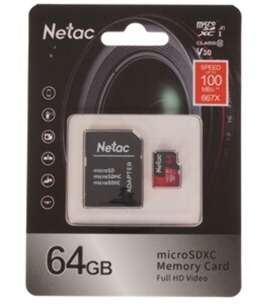 Флеш карта MicroSD card Netac P500 Extreme Pro 64Gb, retail version w/SD adapter