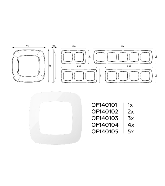Рамка OMEGA Ecta (Белый глянец) 5-ая OF140105