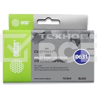 Картридж струйный Cactus CS-EPT0631 (T0631) черный (10 мл) для Epson Stylus C67/C87/CX3700/CX4100/CX4700