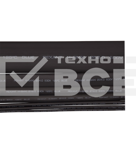 Термоусаживаемая трубка клеевая Rexant 24,0/6,0 мм, (4:1) черная, упаковка 20 шт. по 1 м
