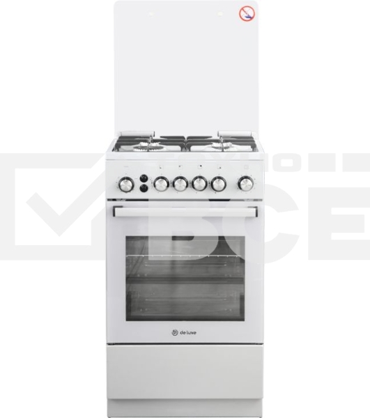 Плита Газовая De Luxe 5040.40г (кр) ЧР-012 серый (стеклянная крышка) реш.чугун